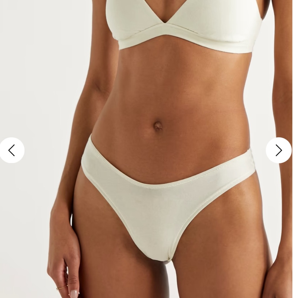 NWT cotton jersey dipped thong. Size M in Bone